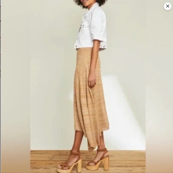 Veronica Beard - Gold Multicolor Knit Dress W/ Asymmetrical Hem Sz M - Picture 5 of 11